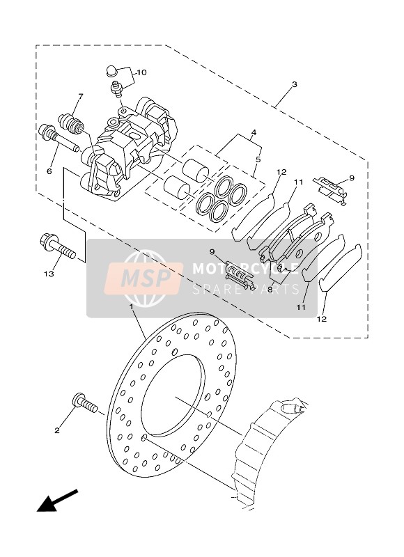 Yamaha YP250 MAJESTY 2003 Rear Brake Caliper for a 2003 Yamaha YP250 MAJESTY